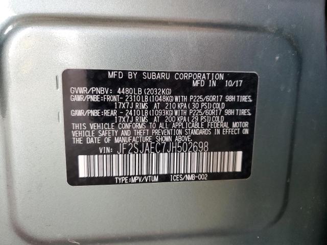 2018 SUBARU FORESTER 2.5I PREMIUM JF2SJAEC7JH502698