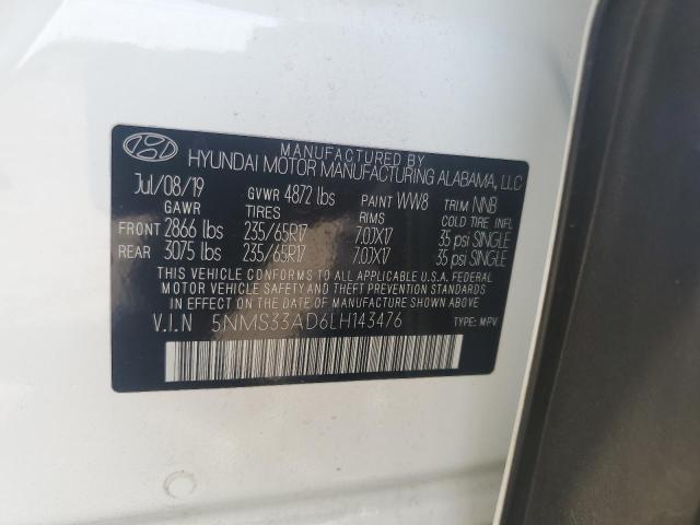 2020 HYUNDAI SANTA FE SEL 5NMS33AD6LH143476