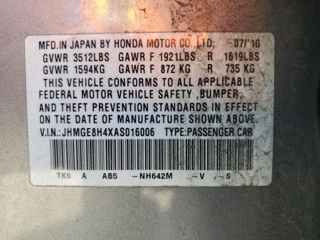 2010 HONDA FIT SPORT - JHMGE8H4XAS016006