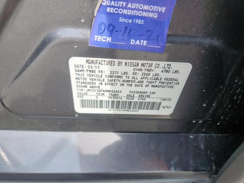 2017 INFINITI Q50 BASE JN1CV7AP6HM642443