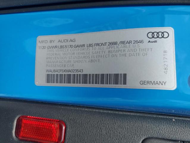 2021 AUDI S5 PRESTIG WAUB4CF5XMA023543