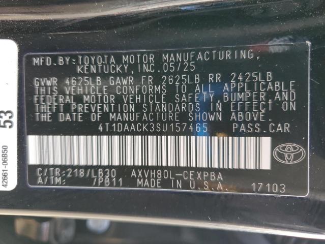 2025 TOYOTA CAMRY XSE 4T1DAACK3SU157465