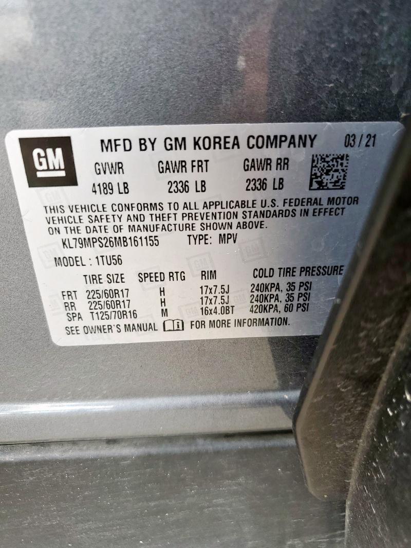 2021 CHEVROLET TRAILBLAZE KL79MPS26MB161155