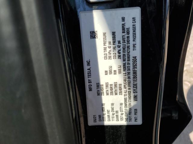 2021 TESLA MODEL 3 - 5YJ3E1EB6MF992604