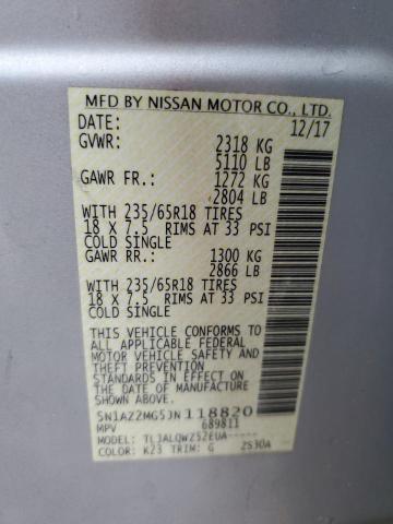 2018 NISSAN MURANO S 5N1AZ2MG5JN118820