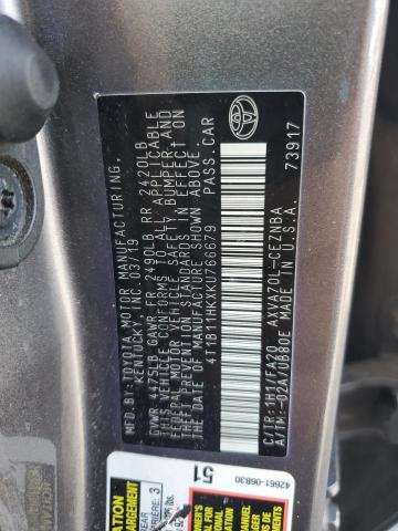 2019 TOYOTA CAMRY L - 4T1B11HKXKU766679