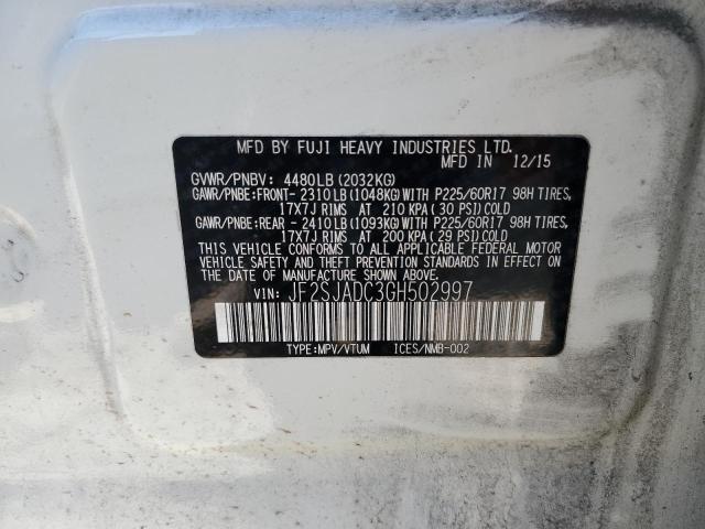 2016 SUBARU FORESTER 2.5I PREMIUM JF2SJADC3GH502997