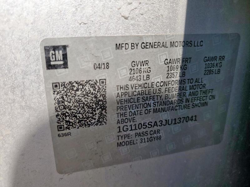 2018 CHEVROLET IMPALA LT 1G1105SA3JU137041