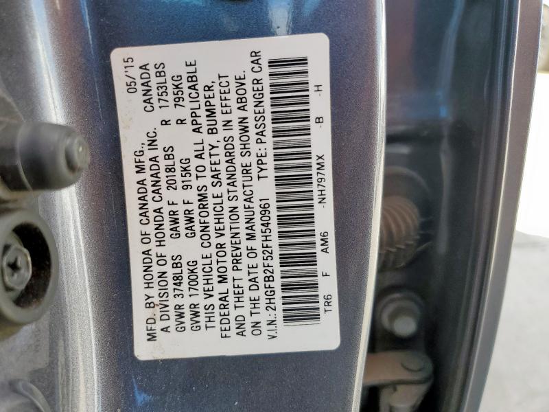 2015 HONDA CIVIC LX 2HGFB2F52FH540961