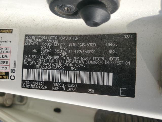 2015 TOYOTA 4RUNNER SR JTEBU5JR5F5237209