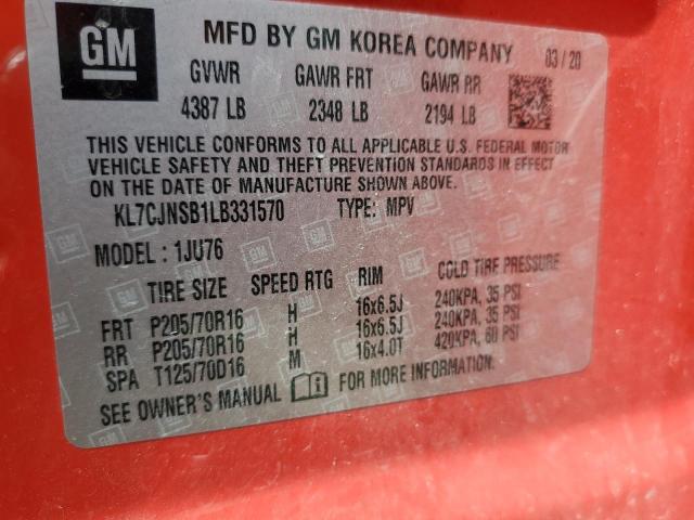 2020 CHEVROLET TRAX LS KL7CJNSB1LB331570