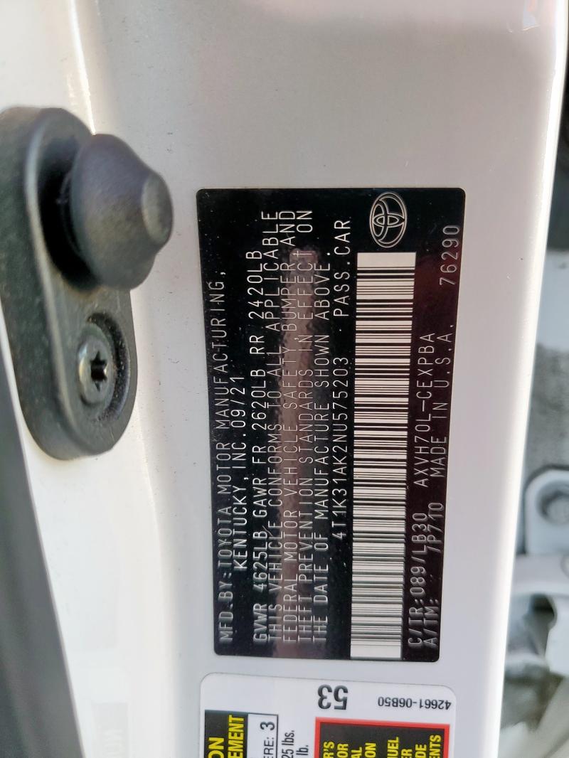 2022 TOYOTA CAMRY XSE 4T1K31AK2NU575203