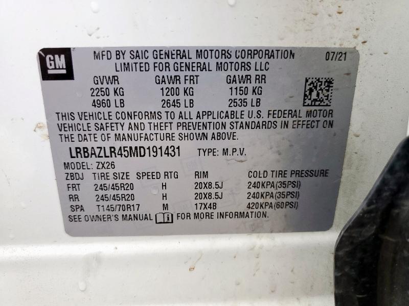 2021 BUICK ENVISION P LRBAZLR45MD191431