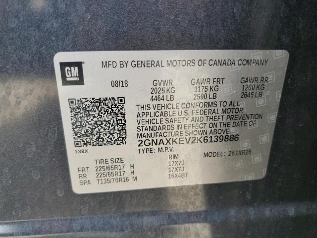 2019 CHEVROLET EQUINOX LT 2GNAXKEV2K6139886