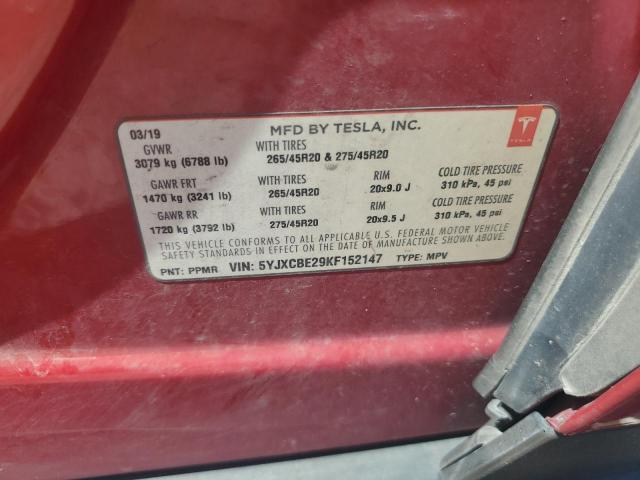 2019 TESLA MODEL X 5YJXCBE29KF152147