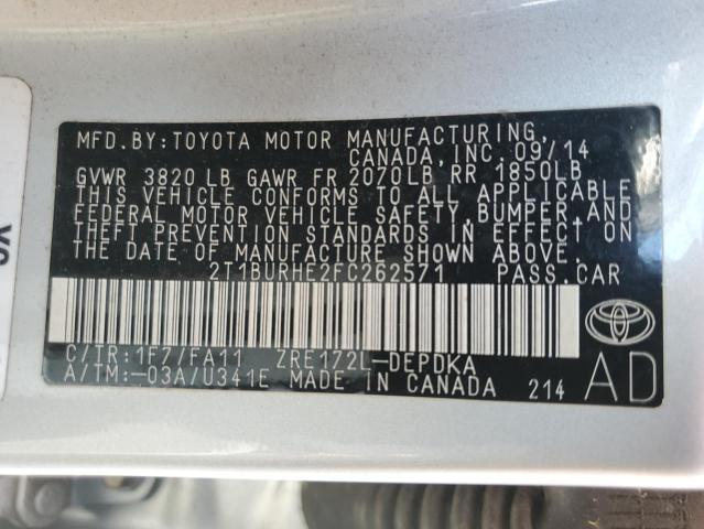 2015 TOYOTA COROLLA L - 2T1BURHE2FC262571