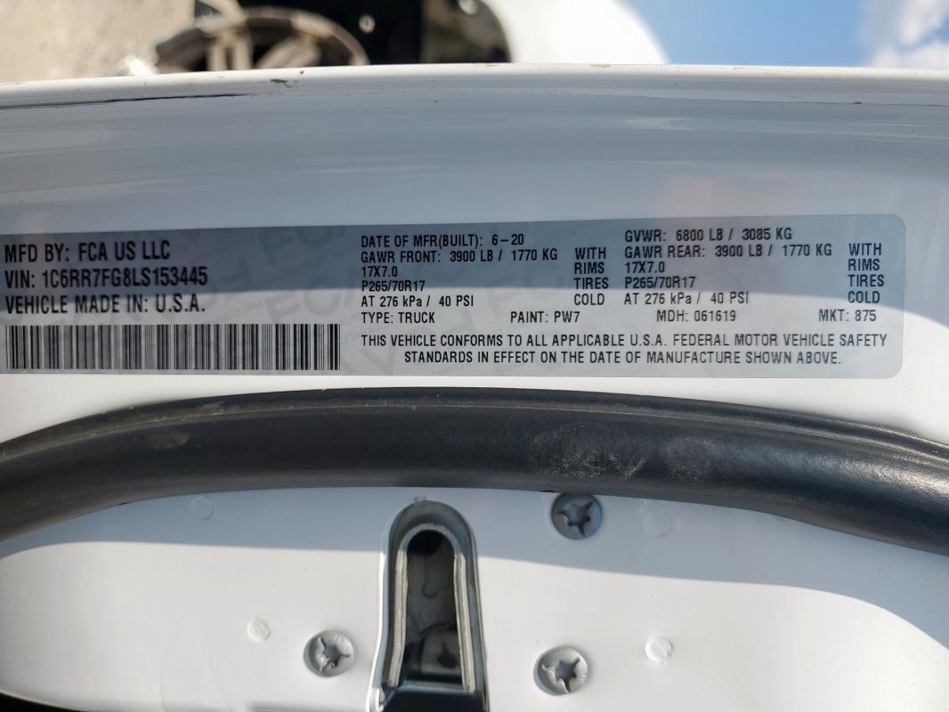 2020 RAM 1500 CLASS 1C6RR7FG8LS153445