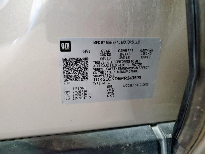 2021 GMC YUKON XL C 1GKS1GKD6MR343500