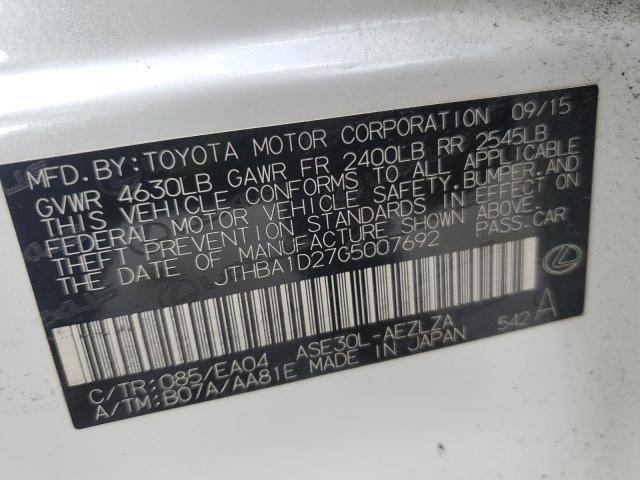 2016 LEXUS IS 200T JTHBA1D27G5007692