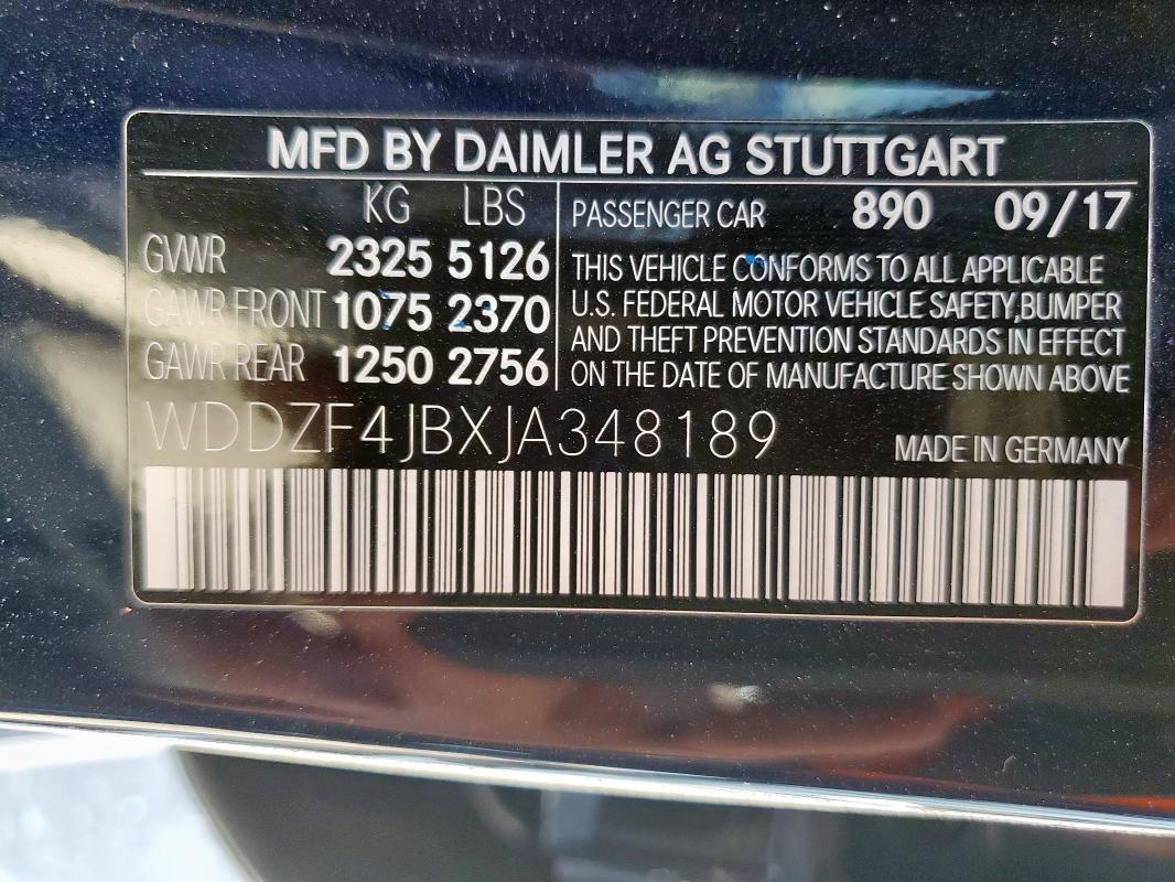 2018 MERCEDES-BENZ E 300 WDDZF4JBXJA348189
