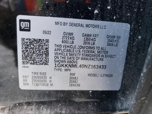 2022 GMC ACADIA SLT 1GKKNML40NZ163433