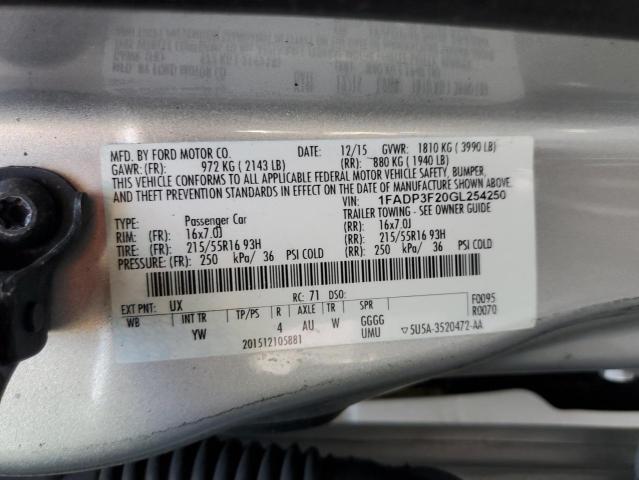 2016 FORD FOCUS SE 1FADP3F20GL254250