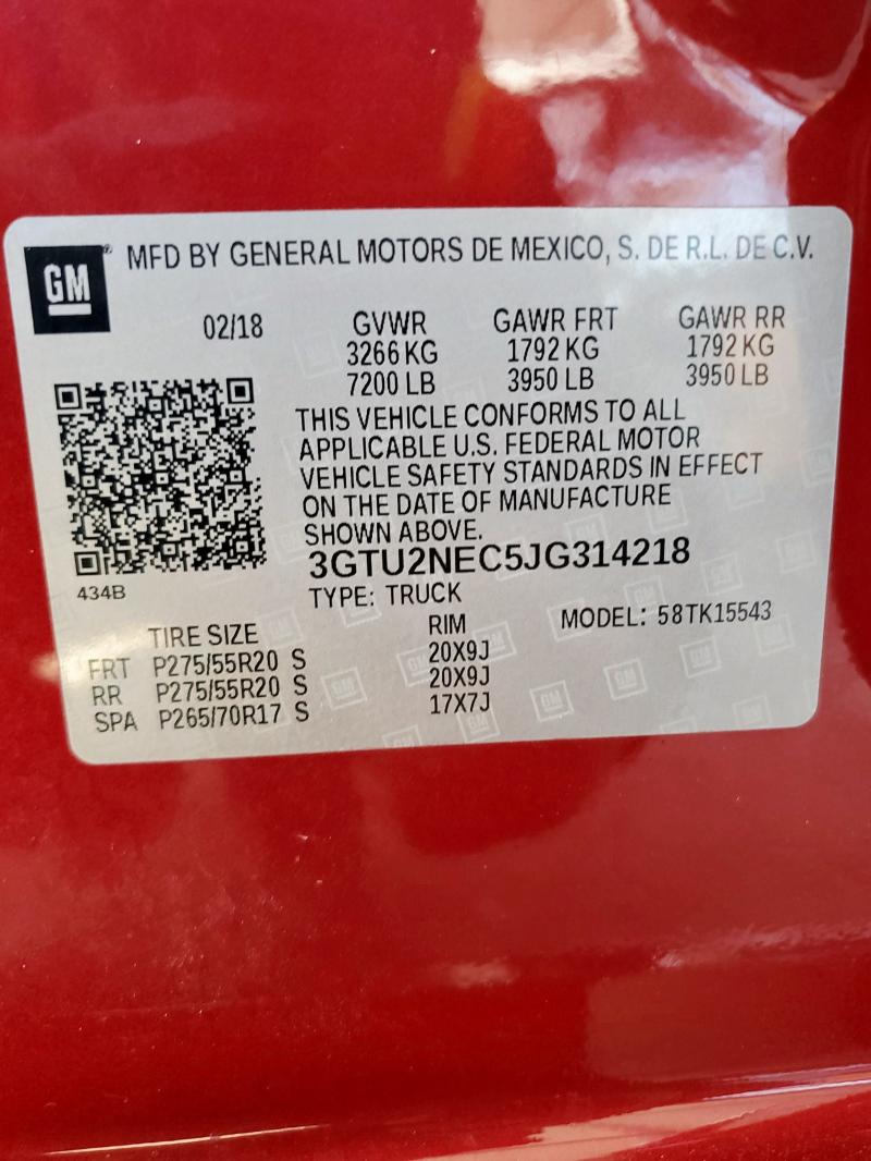 2018 GMC SIERRA K15 3GTU2NEC5JG314218