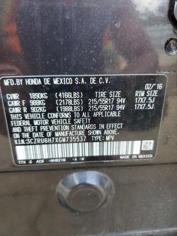 2016 HONDA HR-V EXL 3CZRU6H7XGM735537