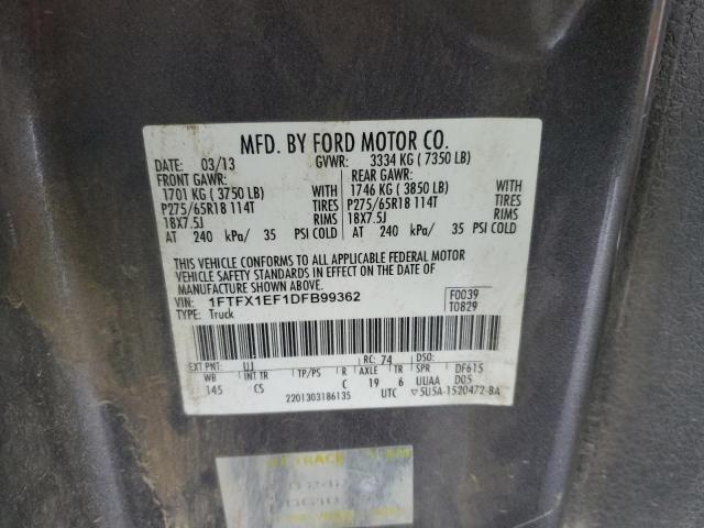 2013 FORD F150 SUPER CAB - 1FTFX1EF1DFB99362