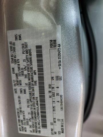 2017 LINCOLN MKC PREMIE 5LMCJ1D96HUL49475