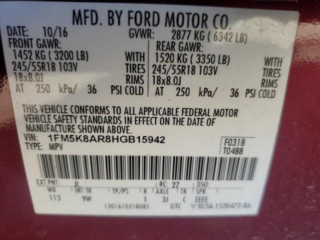 2017 FORD EXPLORER P 1FM5K8AR8HGB15942