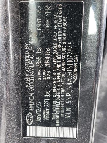 2022 HYUNDAI ELANTRA SEL 5NPLN4AG0NH072845