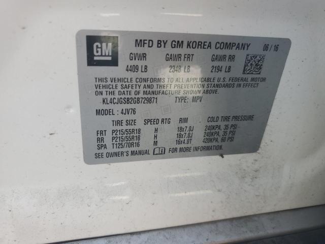 2016 BUICK ENCORE KL4CJGSB2GB729871