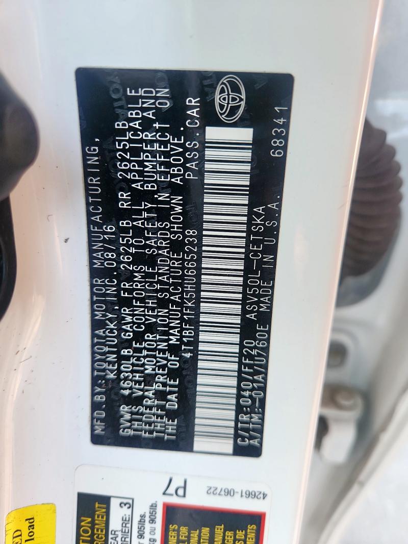 2017 TOYOTA CAMRY SE - 4T1BF1FK5HU665238