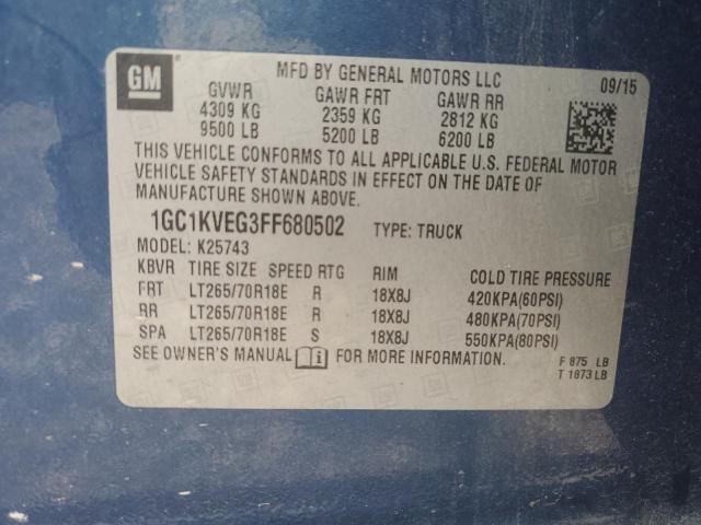 2015 CHEVROLET SILVERADO K2500 HEAVY DUTY LT - 1GC1KVEG3FF680502