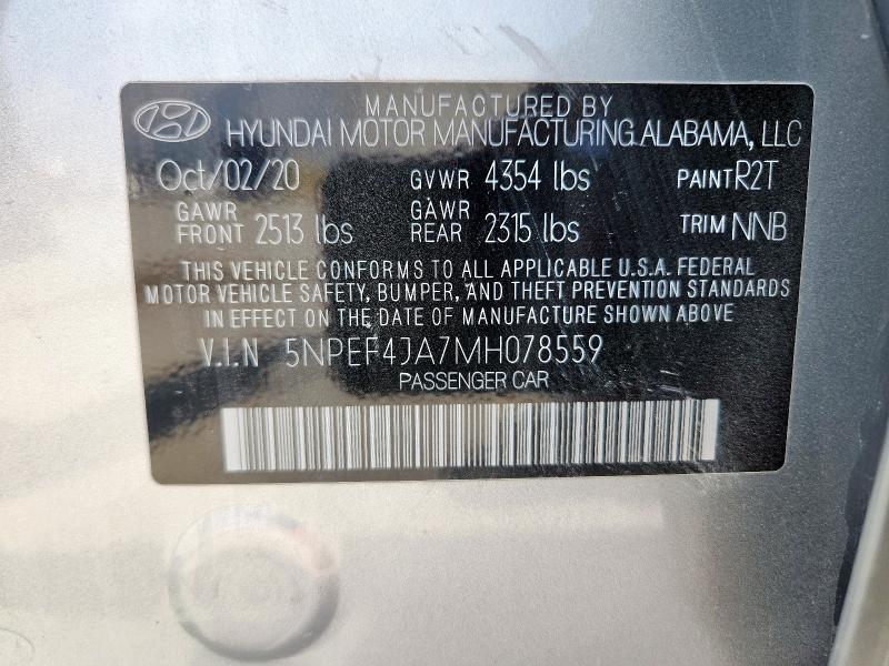 2021 HYUNDAI SONATA SEL 5NPEF4JA7MH078559
