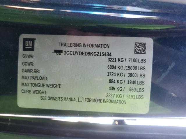 2019 CHEVROLET SILVERADO K1500 LT 3GCUYDED9KG215484