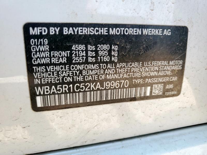 2019 BMW 330I WBA5R1C52KAJ99670