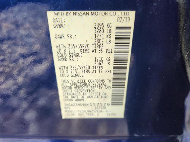 2019 NISSAN MURANO S 5N1AZ2MS4KN157579