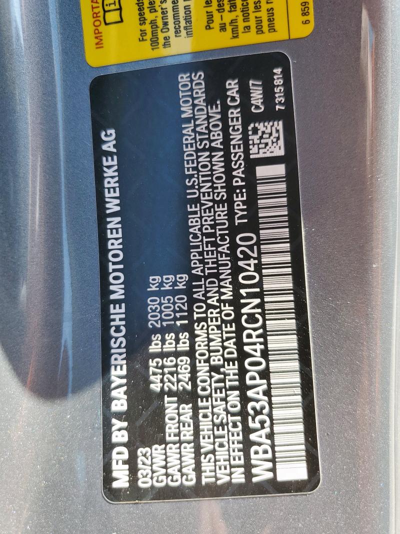 2023 BMW 430I WBA53AP04RCN10420
