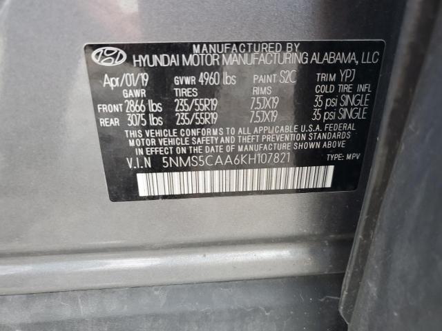 2019 HYUNDAI SANTA FE LIMITED 5NMS5CAA6KH107821