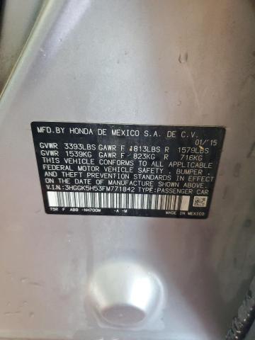 2015 HONDA FIT LX 3HGGK5H53FM771842
