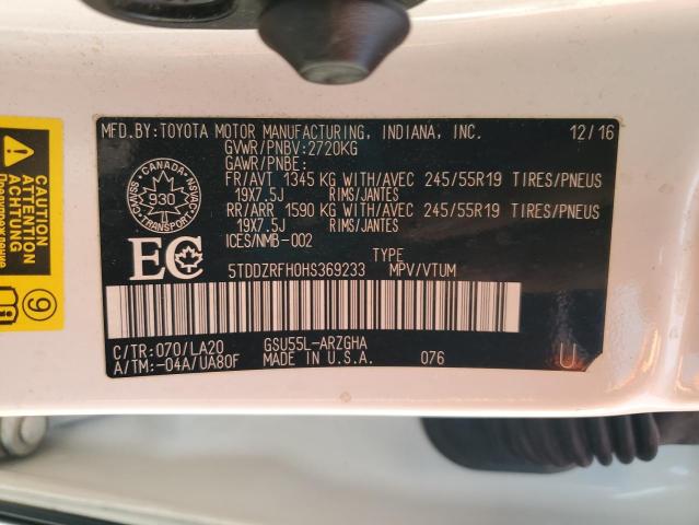 2017 TOYOTA HIGHLANDER 5TDDZRFH0HS369233