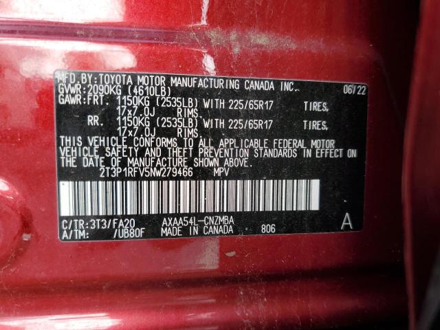 2022 TOYOTA RAV4 XLE 2T3P1RFV5NW279466