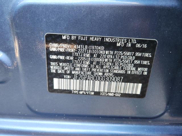 2016 SUBARU CROSSTREK - JF2GPABC0GG309087