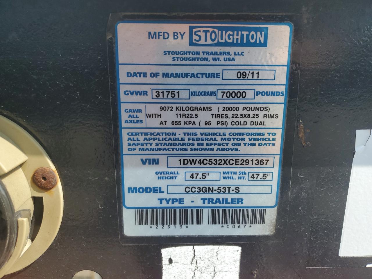 Lot #3224702177 2012 STOUGHTON UNKNOWN