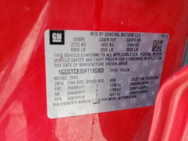 2015 CHEVROLET COLORADO Z71 1GCGTCE35F1136363