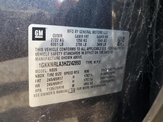 2017 GMC ACADIA SLE 1GKKNRLA3HZ242893