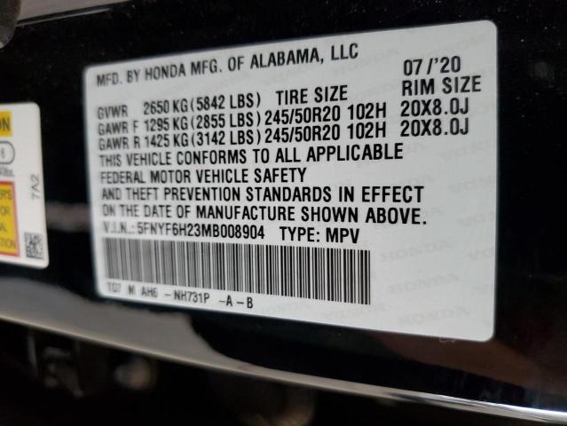 2021 HONDA PILOT SE 5FNYF6H23MB008904