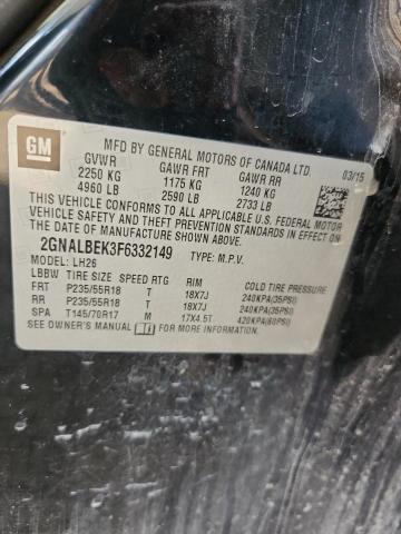 2015 CHEVROLET EQUINOX LT 2GNALBEK3F6332149